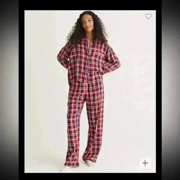 J. Crew Flannel long-sleeve cropped pajama pant set in plaid 2X - Picture 1 of 6